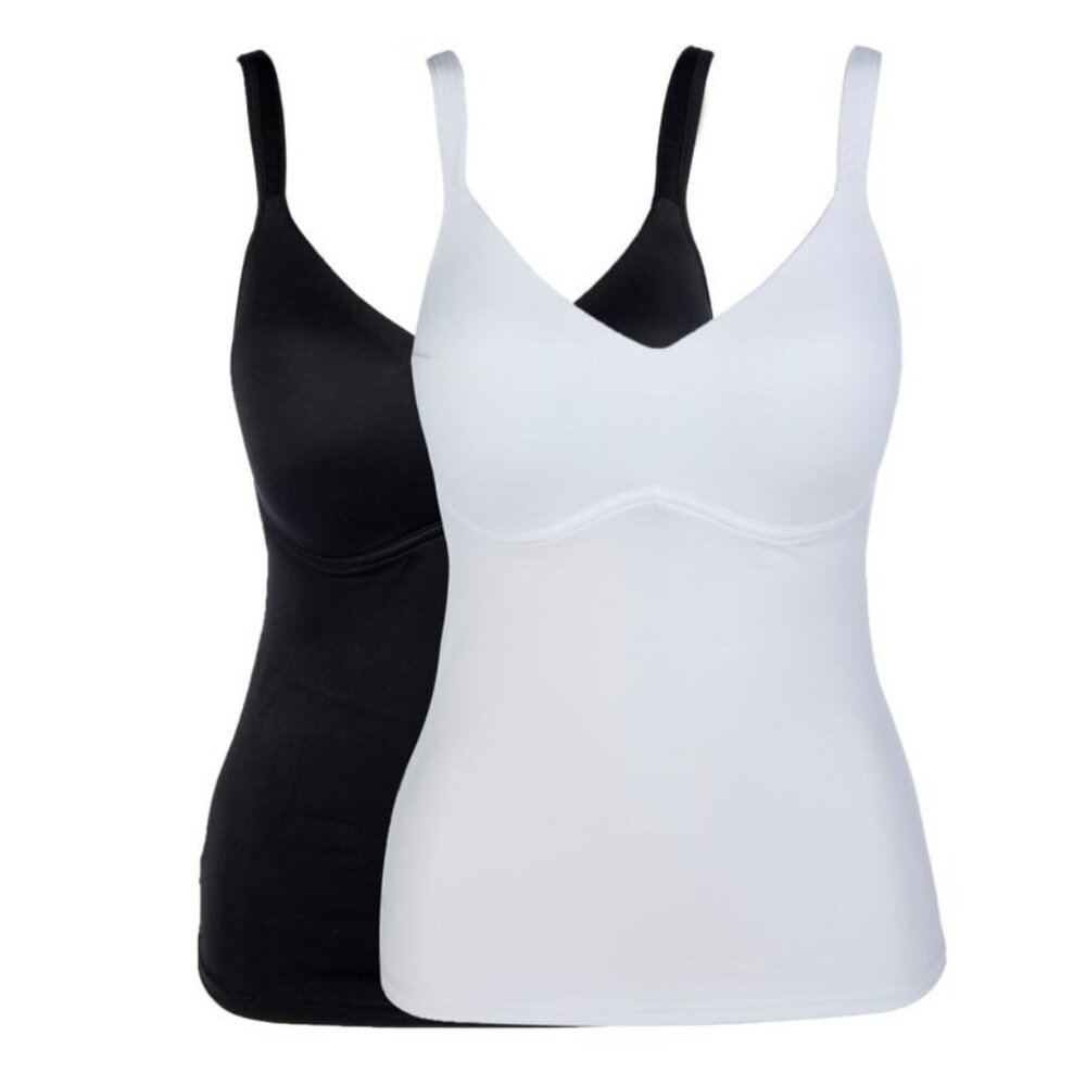 Rhonda Shear 2 Pack Molded Cup Cami Tank Top Size 1X White Black Shaping 668.20